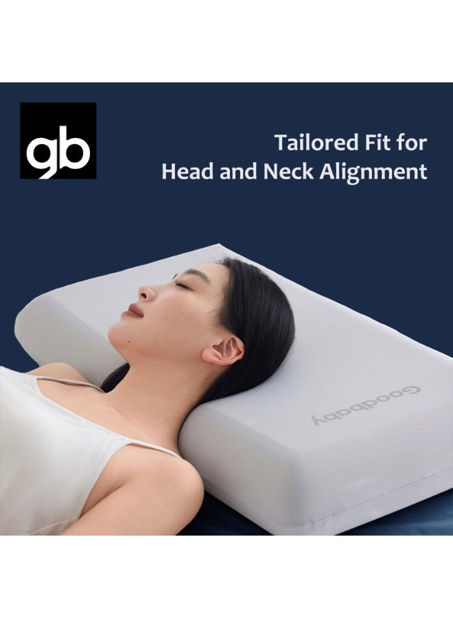 جي بي وسادة نوم عميق ثنائية النواة من جودبيبي، مصنوعة من إسفنج الذاكرة، مثالية لمن ينامون على الجانب، لتخفيف آلام الرقبة، مريحة، غطاء قابل للغسل، مناسبة للاستخدام في جميع الفصول، رمادية اللون، عبوة أنيقة مناسبة للإهداء 70×42×8 سم (27.5×16.5×3.1 بوصة) - Image 2